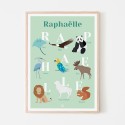 Affiche prénom personnalisée animaux - Papier Curieux