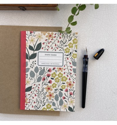 Carnet étoffe fleurie ivoire
