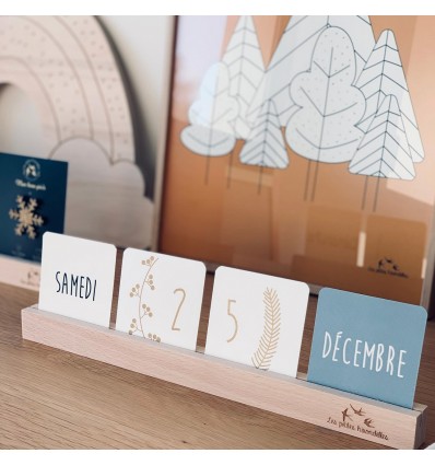 Calendrier perpétuel bois et cartes - Les Petites Hirondelles