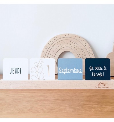 Calendrier perpétuel bois et cartes - Les Petites Hirondelles