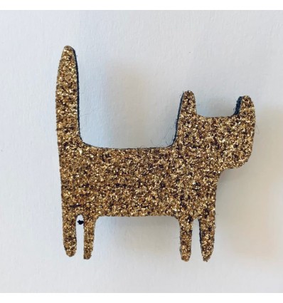 Broche chat doré à paillettes - Les Petites Hirondelles