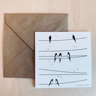 Carte Hirondelles sur le fil - Les Petites Hirondelles