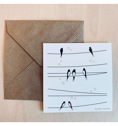 Carte Hirondelles sur le fil - Les Petites Hirondelles