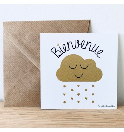 Carte Nuage doré Bienvenue - Les Petites Hirondelles