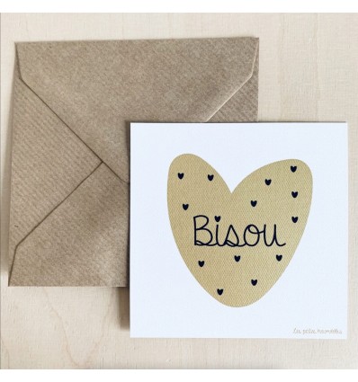 Carte Bisou coeur doré - Les Petites Hirondelles