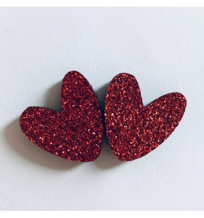 Duo de pin's coeurs rouges - Les Petites Hirondelles