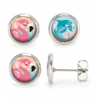 Boucles d'oreilles Dauphin Flamant Rose - Emilie Fiala 2