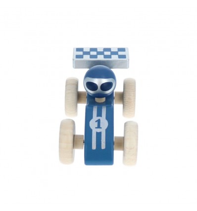 Voiture de course en bois bleue