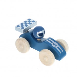 Voiture de course en bois bleue