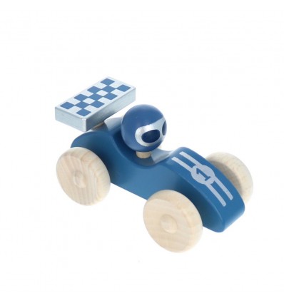 Voiture de course en bois bleue