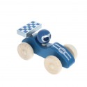 Voiture de course en bois bleue