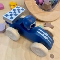 Voiture de course en bois bleue