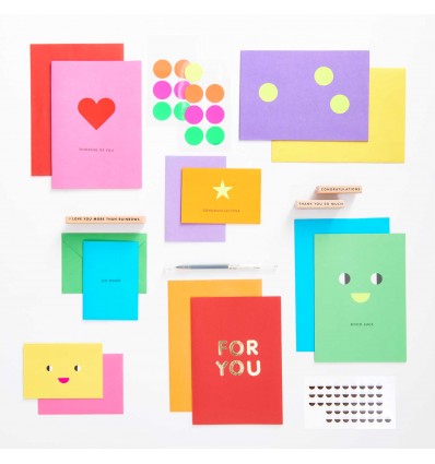 Coffret de cartes et enveloppes multicolores classiques - Rico Design