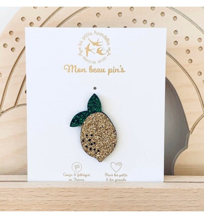 Pin's Citron à paillettes - Les Petites Hirondelles