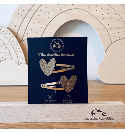 Duo de barrettes coeurs dorés - Les Petites Hirondelles