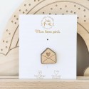 Pin's en bois enveloppe coeur - Les Petites Hirondelles