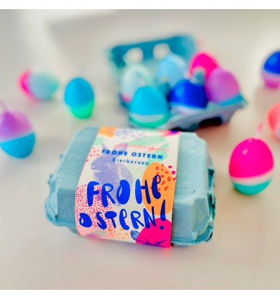 Boite bleue de 6 bougies Oeufs - Pinkstories