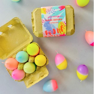 Boite jaune de 6 bougies Oeufs - Pinkstories