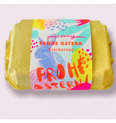 Boite jaune de 6 bougies Oeufs - Pinkstories