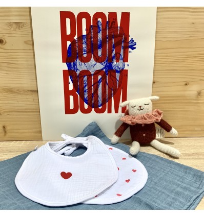 Duo de bavoirs naissance Coeur - BB&CO