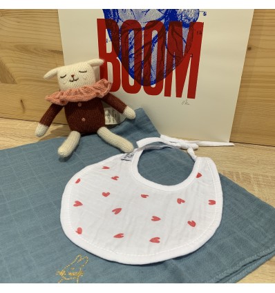 Duo de bavoirs naissance Coeur - BB&CO