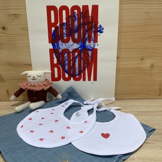 Duo de bavoirs naissance Coeur - BB&CO 2