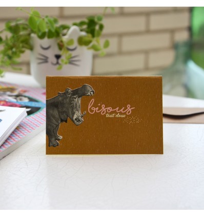 Mini carte double bisou tout doux Hippo - Cité Candide