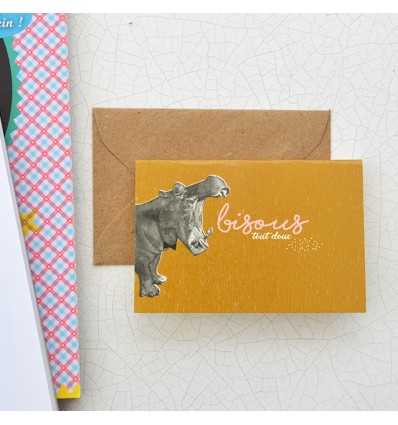 Mini carte double bisou tout doux Hippo - Cité Candide