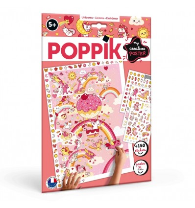 Poster créatif Licornes 150 stickers - Poppik