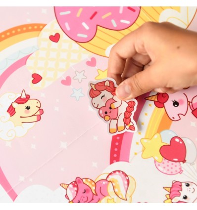 Poster créatif Licornes 150 stickers - Poppik