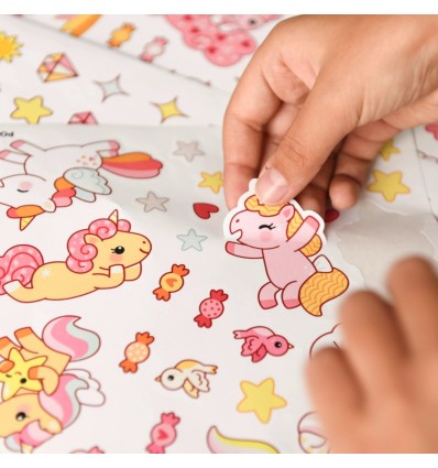 Poster créatif Licornes 150 stickers - Poppik