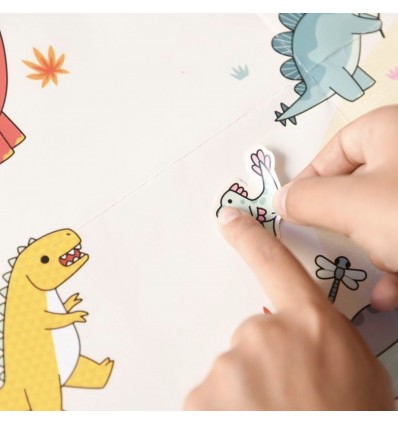 Poster créatif Dinosaures 150 stickers - Poppik