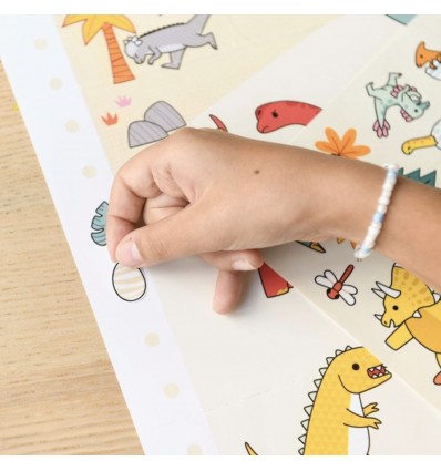 Poster créatif Dinosaures 150 stickers - Poppik