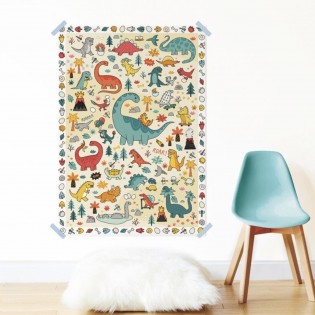 Poster créatif Dinosaures 150 stickers - Poppik