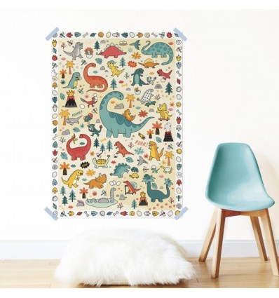 Poster créatif Dinosaures 150 stickers - Poppik