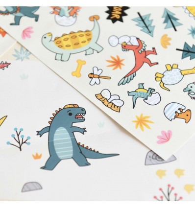 Poster créatif Dinosaures 150 stickers - Poppik