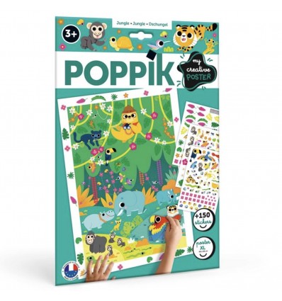 Poster créatif Jungle 150 stickers - Poppik