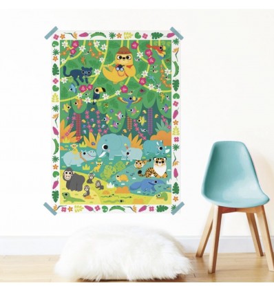 Poster créatif Jungle 150 stickers - Poppik