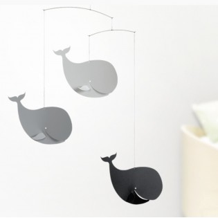 Mobile baleines heureuses gris Flensted