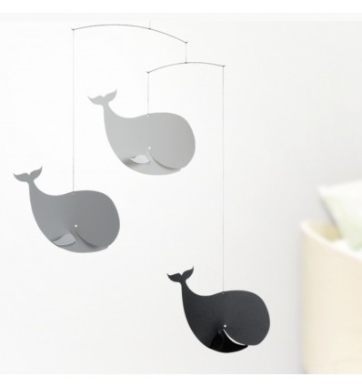 Mobile baleines heureuses gris Flensted