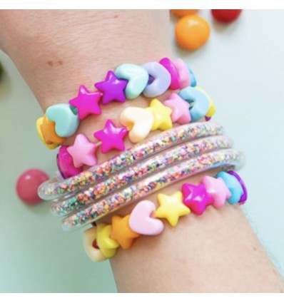 Bracelet étoiles et coeurs multicolores