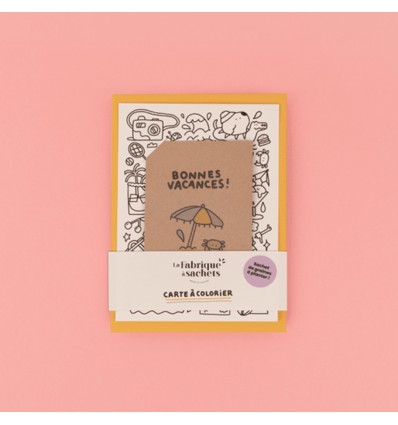 Carte à colorier et graines à planter "Bonnes vacances"