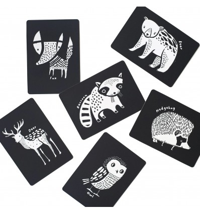 Cartes noir et blanc animaux de la forêt - Wee Gallery