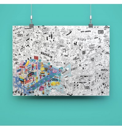 Grand Poster Surf et skate à colorier - Omy