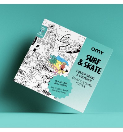 Grand Poster Surf et skate à colorier - Omy