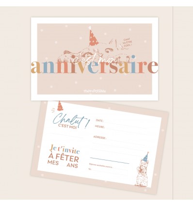 8 invitations " c'est mon anniversaire" - Happypotame