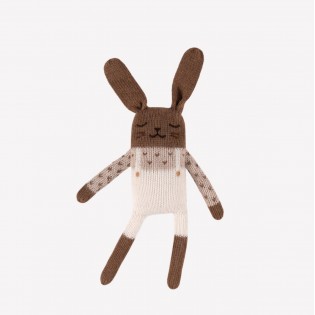 Doudou Lapin marron salopette blanche - Main Sauvage 2