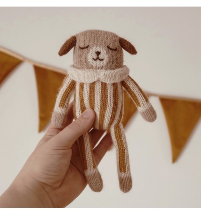 Doudou Chien combinaison à rayures ocre - Main Sauvage