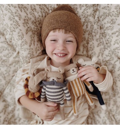 Doudou Chien combinaison à rayures ocre - Main Sauvage