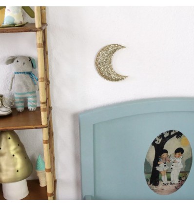 Lune pailletée dorée - Barnabé aime le café